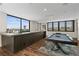 Game room featuring a pool table, bar, and beautiful views of mountains and desert at 2787 La Bella Ct, Henderson, NV 89052