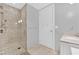 Elegant bathroom featuring tiled shower, vanity, and modern hardware at 4471 Dean Martin Dr # 2204, Las Vegas, NV 89103