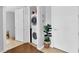 Laundry area with stacked washer and dryer, plus storage at 4471 Dean Martin Dr # 2204, Las Vegas, NV 89103
