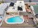 An aerial shot showing the backyard and pool, and the solar panels on the roof at 816 Antigua St, Las Vegas, NV 89145