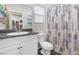 Bathroom with a single sink vanity and shower/tub combination at 1174 King Lark St, Henderson, NV 89011