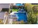 Stunning backyard features a luxurious pool and spa, perfect for outdoor relaxation and entertainment at 12169 Castilla Rain Ave, Las Vegas, NV 89138