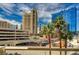 Balcony with views of city buildings at 145 E Harmon Ave # 201, Las Vegas, NV 89109