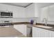 Bright kitchen featuring stainless appliances, white cabinets, and modern fixtures at 236 Dog Leg Dr, Las Vegas, NV 89148
