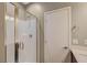 Contemporary bathroom featuring a glass-enclosed shower, modern fixtures, and a tiled shower at 3736 Paseo De Paz Ave, Las Vegas, NV 89115