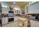 Modern kitchen with white cabinets, granite countertops, and a center island, providing ample workspace and storage at 405 Longtree Ave, Henderson, NV 89011