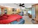 Spacious main bedroom with unique ceiling and carpeted floors at 405 Longtree Ave, Henderson, NV 89011