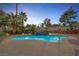 Sparkling blue pool with desert landscaping, palms, and privacy wall at 9 Quail Run Rd, Henderson, NV 89014