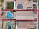 Aerial view of property featuring private pool, well maintained landscaping and outdoor entertaining space at 1229 Swanbrooke Dr, Las Vegas, NV 89144