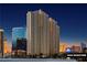 Striking exterior view of the MGM Signature towers at night with cityscape, offering luxury condos at 125 E Harmon Ave # 2318, Las Vegas, NV 89109