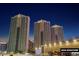 Exterior view of the three condo towers at MGM Signature at night at 125 E Harmon Ave # 2318, Las Vegas, NV 89109