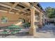 Community outdoor eating area with attached picnic tables and a shaded veranda at 5513 Nickel Ridge Way, Las Vegas, NV 89122