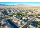 A panoramic view of the neighborhood showcasing the area's housing, community park, mountain views, and road network at 8136 Canyon Grassland St, Las Vegas, NV 89166