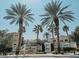 Community pool area, showing palm trees, shaded seating, and well-maintained landscaping at 10001 Peace Way # 2269, Las Vegas, NV 89147