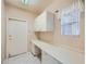 Functional laundry area with built-in cabinets, long countertop, and convenient access door at 10800 Brinkwood Ave, Las Vegas, NV 89134