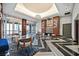 The stylish lobby features modern decor, unique lighting, and comfortable seating areas for residents and guests at 150 Las Vegas Blvd # 1004, Las Vegas, NV 89101