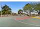 Community basketball court offers recreational opportunities with trees and residential buildings nearby at 713 Salt Flats Cir, Henderson, NV 89011