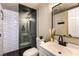 Modern bathroom with sleek white subway tile shower and contemporary vanity at 8504 Soneto Ln, Las Vegas, NV 89117