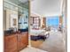 Bright bedroom suite offering city views, workspace, sitting area, and convenient wet bar at 135 E Harmon Ave # 3704, Las Vegas, NV 89109