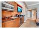 The kitchenette boasts stylish cabinets, modern appliances, and functional layout at 135 E Harmon Ave # 3704, Las Vegas, NV 89109
