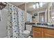 The bathroom has a shower and a single sink at 223 Positive Point St, Henderson, NV 89012