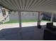 Covered patio with artificial grass and concrete flooring offers a relaxing outdoor living space at 2370 Ray Kanel Dr, Las Vegas, NV 89156