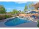 Inviting pool with a built in spa, surrounded by lush plants, and a basketball hoop at 2504 Courlan Dr, North Las Vegas, NV 89084