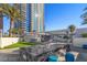 Modern rooftop deck features a fire pit, mini golf, outdoor seating and stunning views at 2700 Las Vegas Blvd # 1803, Las Vegas, NV 89109