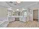 Large bathroom featuring a glass shower, soaking tub, and double sink vanity at 3604 N Campbell Rd, Las Vegas, NV 89129