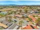 An aerial view showcasing homes in a suburban neighborhood against a backdrop of mountains at 6995 Rogers St, Las Vegas, NV 89118