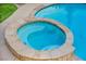 Inviting hot tub with stone trim and clear blue water at 12283 Lost Treasure Ave, Las Vegas, NV 89138