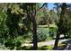 Scenic backyard view featuring lush greenery, mature trees, and a serene landscape at 1382 N Trout Canyon Rd, Las Vegas, NV 89124