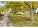 Lush green space within the community featuring mature landscaping, trees and sidewalks at 3261 Ennis Ct, Las Vegas, NV 89121