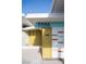Close-up of the home's address with unique architectural details and a vibrant color scheme at 3586 Spencer St, Las Vegas, NV 89169