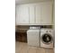 Laundry room featuring a washer and dryer, complimented by overhead cabinets for efficient storage at 4321 Mayflower Ln, Las Vegas, NV 89107