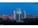 Stunning night view of the Palms, a luxury high rise, featuring iconic architecture and vibrant city lights at 4381 W Flamingo Rd # 24304, Las Vegas, NV 89103