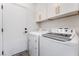 Functional laundry room featuring modern appliances and convenient storage cabinets at 5537 Sentinel Bridge St, Las Vegas, NV 89130