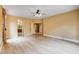 Spacious bedroom with light wood floors, neutral walls and ceiling fan at 812 Eaglewood Dr, Las Vegas, NV 89144