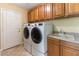 Convenient laundry room features new washer and dryer units and extra storage at 812 Eaglewood Dr, Las Vegas, NV 89144