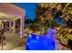 Stunning backyard pool with a waterfall feature, lush landscaping, and covered patio, perfect for relaxation at 812 Eaglewood Dr, Las Vegas, NV 89144