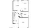 Floor plan showcasing the layout of the living room, dining area, kitchen, bedroom, and garage at 9871 Magnus Ct, Las Vegas, NV 89178