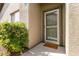 Inviting entryway featuring a glass-paneled door and a 'Welcome' mat at 11253 Piper Peak Ln, Las Vegas, NV 89138