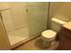 Bathroom with a glass enclosed shower stall, tile floor, and toilet at 3258 Glenhurst Dr, Las Vegas, NV 89121
