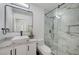 This bathroom showcases a glass shower and modern vanity at 345 Templeton Dr, Henderson, NV 89074