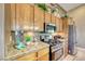 A well-lit kitchen boasts stainless steel appliances, granite countertops and wooden cabinetry at 4 Annadale Ct, Henderson, NV 89052