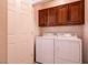 Functional laundry room with appliances and storage cabinets providing convenience and organization at 7824 Pine Warbler Way, North Las Vegas, NV 89084