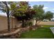 This backyard has mature landscaping and an outdoor firepit area, complemented by the expansive, well-maintained lawn at 8980 Tumbling Pebble Way, Las Vegas, NV 89123