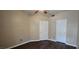 Bedroom with wood floors, ceiling fan, and two closets at 9000 Las Vegas Blvd # 1015, Las Vegas, NV 89123