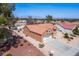 Overhead view of a charming single-story home with desert landscaping and a two-car garage at 9536 Ruby Hills Dr, Las Vegas, NV 89134