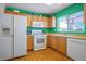 Functional kitchen with oak cabinets, a white appliances, and views of the backyard at 9536 Ruby Hills Dr, Las Vegas, NV 89134